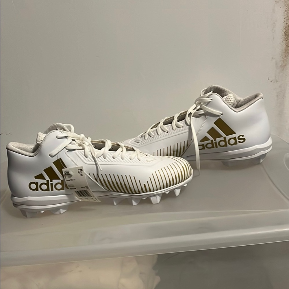 NEW! Never Worn! Stylish Adidas Gold and White Football Cleats